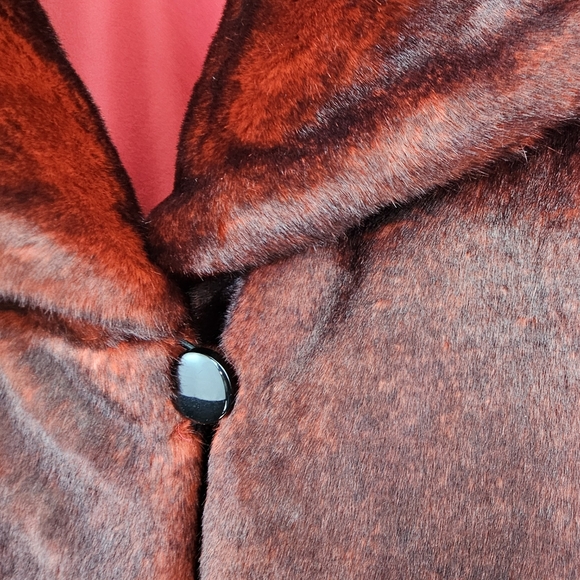 Dennis Basso Women's Reversible Burgundy Faux Fur/Red Parka Coat Size L - Picture 10 of 11